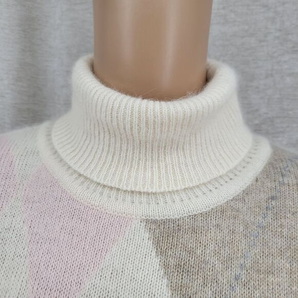 Diversity Vintage Women's Argyle Turtleneck Sweater Lambswool Angora - Picture 2 of 12